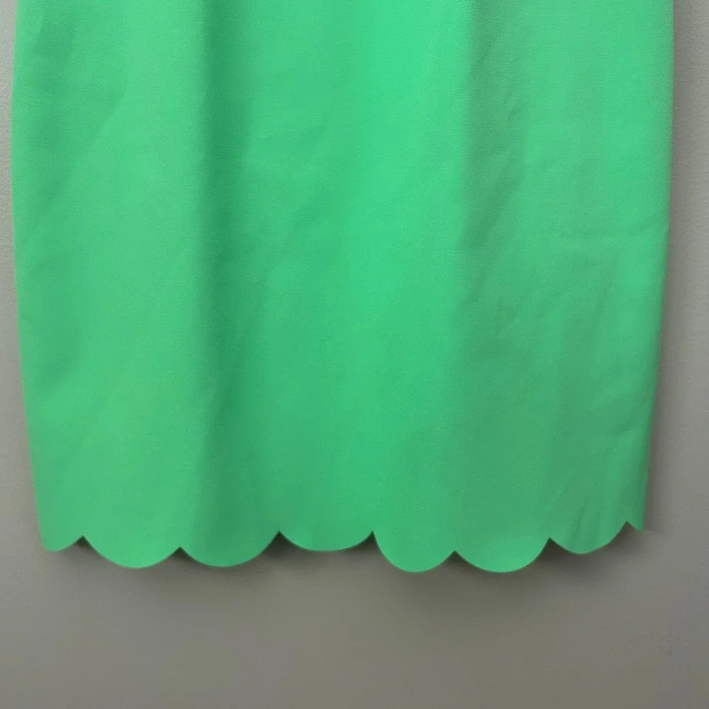 J.Crew Dress Womens 10 Bright‎ Green Scalloped Sleeveless Shift Midi Stretch